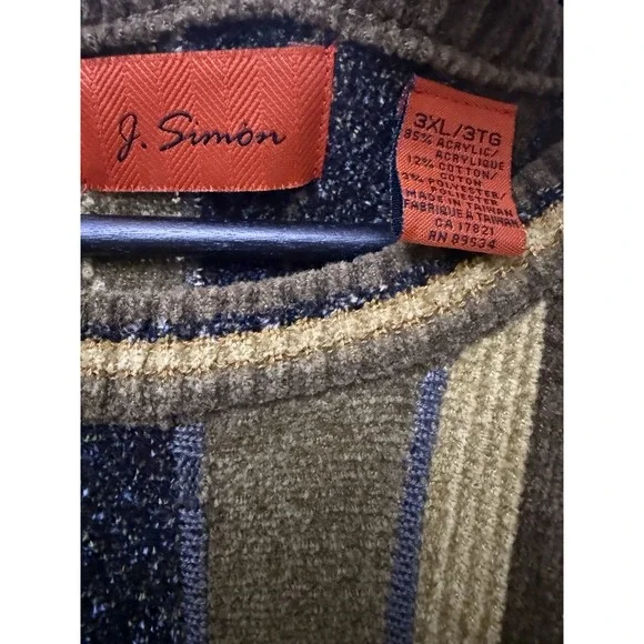 Vintage 90's Men's J. Simon 3XL Coogie Style Earth tone Sweater - Picture 5 of 7